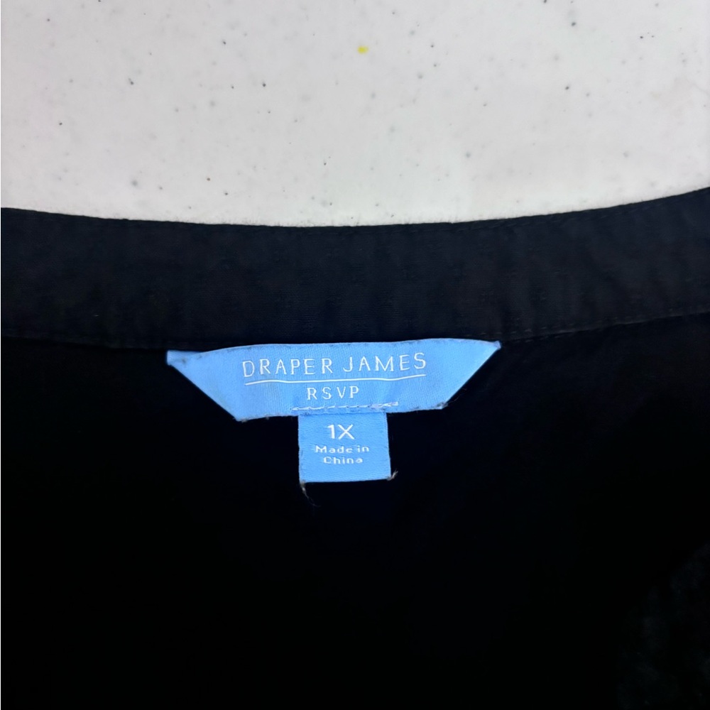 Draper James RSVP Black Embroidered Puff Sleeve Tie Waist Dress Size 1X - Picture 4 of 9